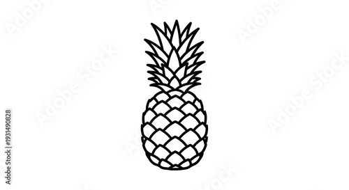 Minimalist black and white pineapple outline on white background