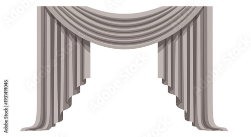 Elegant gray curtains with draped design for interior decoration
