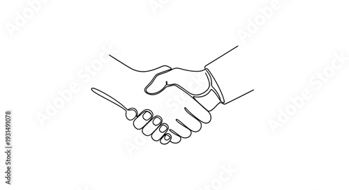 Handshake Line Art: Business Partnership, Agreement, Trust, and Collaboration