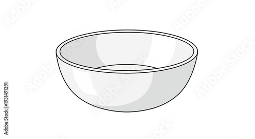 Simple white ceramic bowl illustration on a plain background
