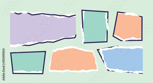 Torn Paper Shapes in Various Colors.