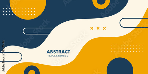 Abstract background. Banner template. colorful dark blue and yellow fluid wave. design for greeting card, poster, banner, social media post. Vector illustration