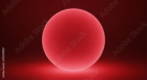 Fotografie Glowing Red Sphere With Soft Light Emanating From Below.