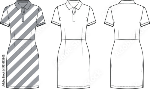 Women's athletic sports bra technical flat sketch vector set featuring racerback design and elastic waistband for activewear and fitness fashion design.