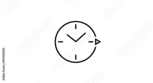 Minimalist Clock Icon with Arrow Symbolizing Time Passing.