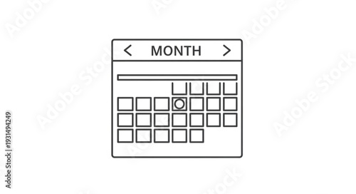 Calendar icon showing a marked day on the month grid.