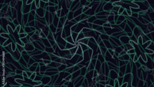 Abstract Green Geometric Mandala Animation on Dark Background