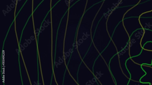 Abstract Motion Background of Wavy Green and Yellow Lines