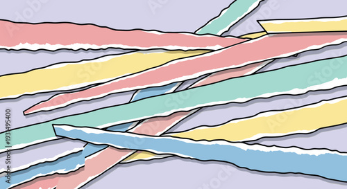 Colorful Paper Strips Cutout Shapes.