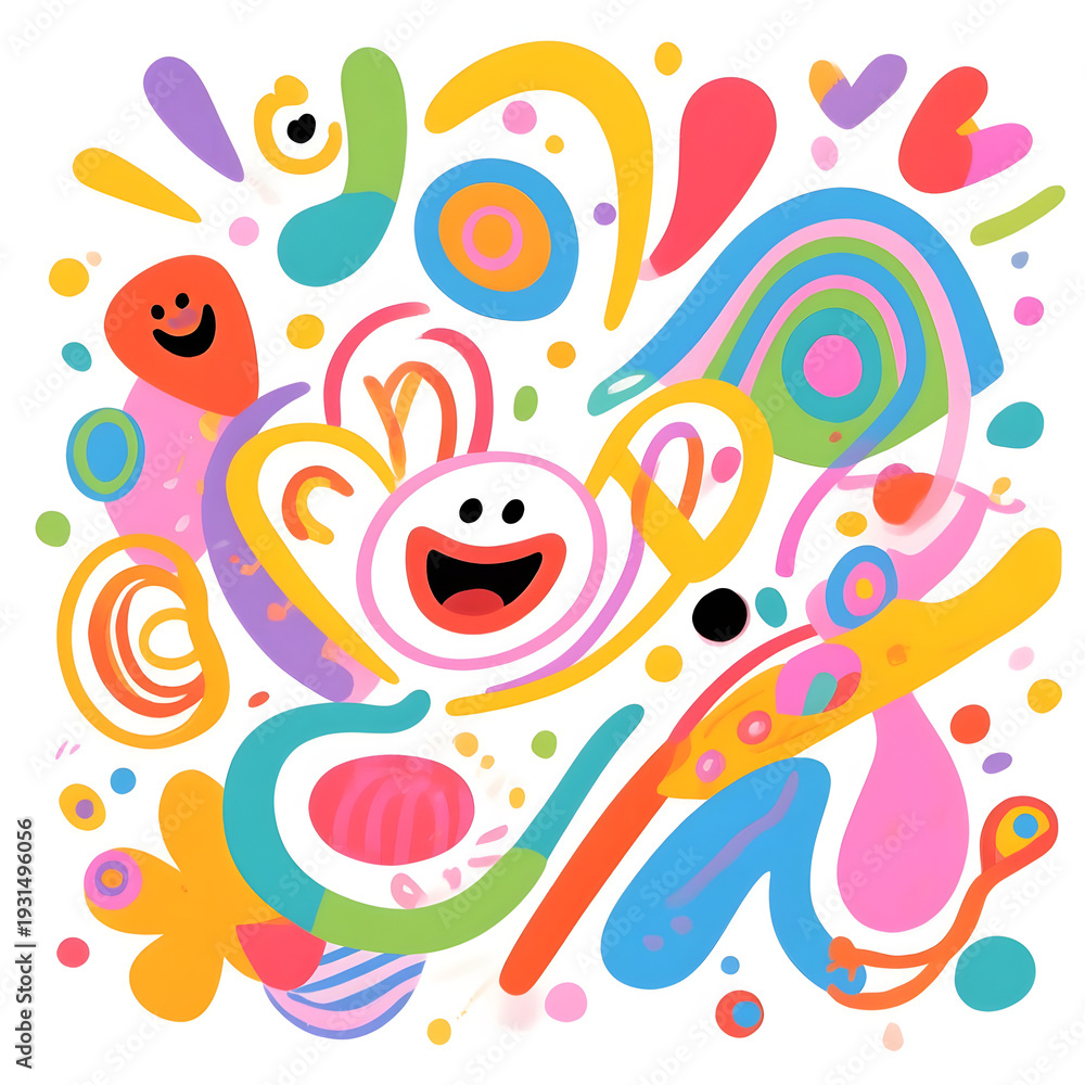 Fototapeta premium Colorful abstract illustration with cheerful shapes and designs 