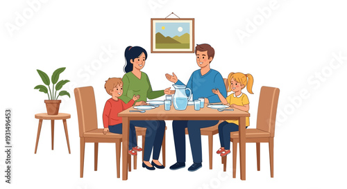 Family enjoying a meal together at a dining table