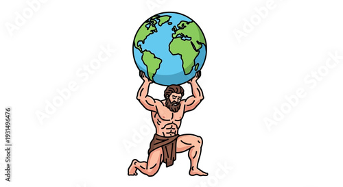 Atlas holding the Earth in a mythological illustration