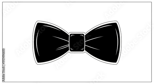 Elegant black bow tie icon on white background