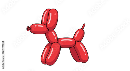 Red balloon animal dog on white background in cartoon style