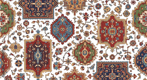 Intricate Vintage Persian Rug Pattern with Ornamental Details