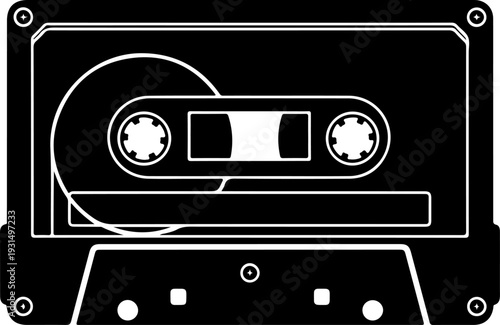 Cassette tape silhouette vector illustration