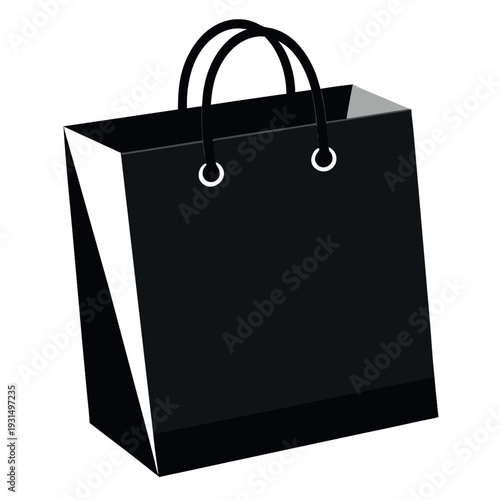 black shopping bag with handles, 3D vector illustration