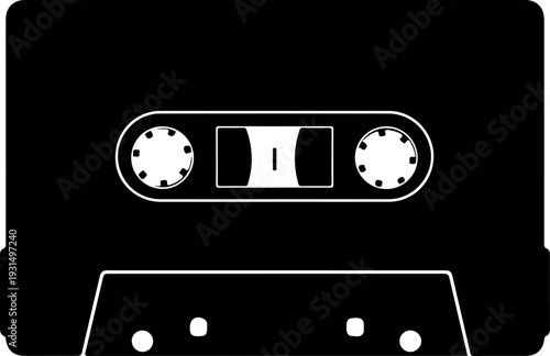 Cassette tape silhouette vector illustration