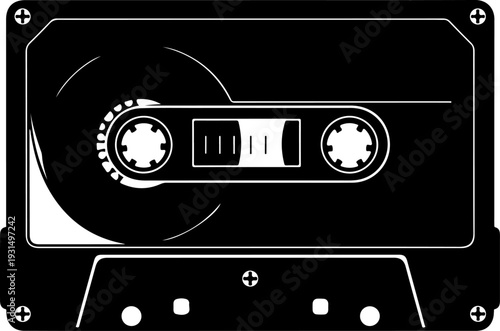 Cassette tape silhouette vector illustration