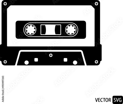 Cassette tape silhouette vector illustration