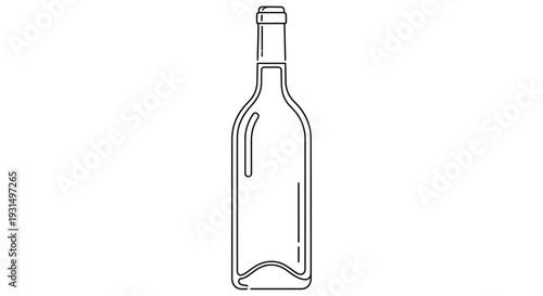 Minimalist line drawing of an empty wine bottle