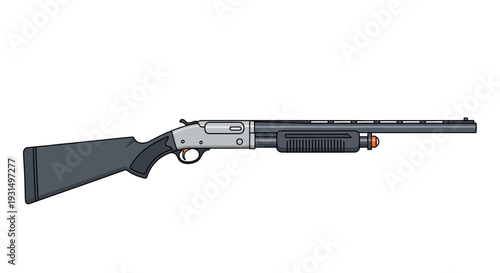 Detailed vector illustration of a modern pump-action shotgun