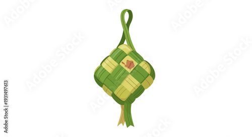 Traditional woven rice dumpling isolated on white background