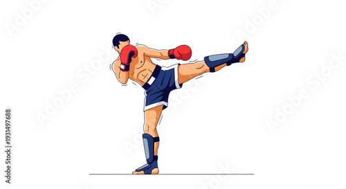 Vector illustration of a martial artist performing a high kick