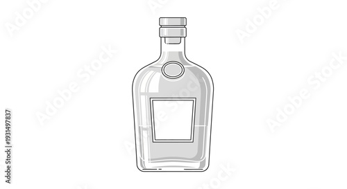 Transparent outline of a liquor bottle on white background