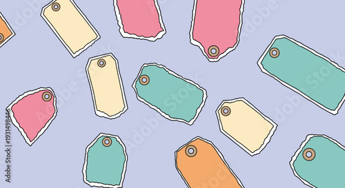 Colorful Blank Price Tags Illustration Set.