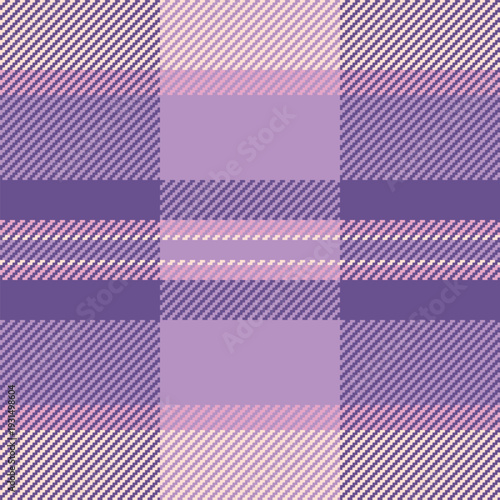 Mid plaid pattern texture, picnic background textile seamless. Grand vector fabric check tartan in violet and light colors.