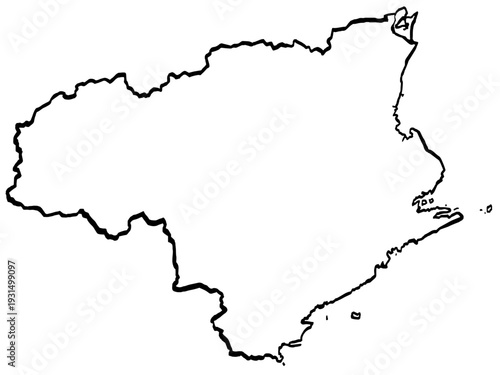 徳島県地図 筆タッチ 和風 四国 西日本 / A brushstroke map of Tokushima Prefecture