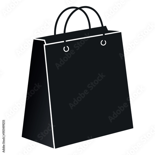 black shopping bag with handles, 3D vector illustration