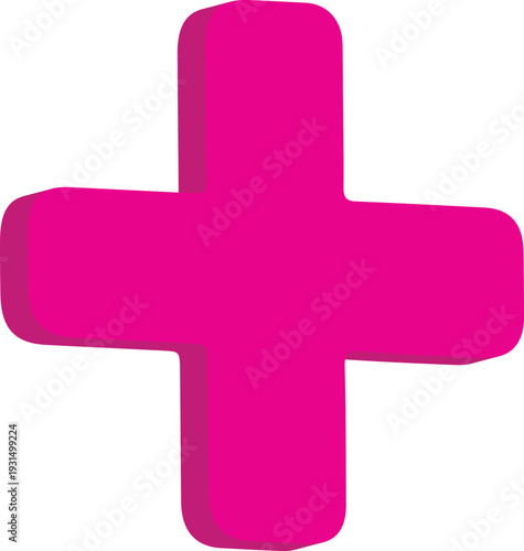 3D Icon Pink Medical Cross Isolated Healthcare Plus Symbol for Clinic, Hospital and Emergency Use Transparent Background