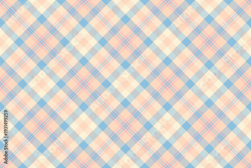Covering vector check fabric, checker texture pattern background. Event tartan textile seamless plaid in light and cyan colors.