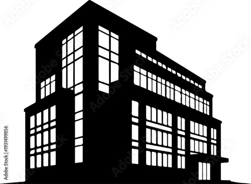 Office Bulding silhouette vector illustration