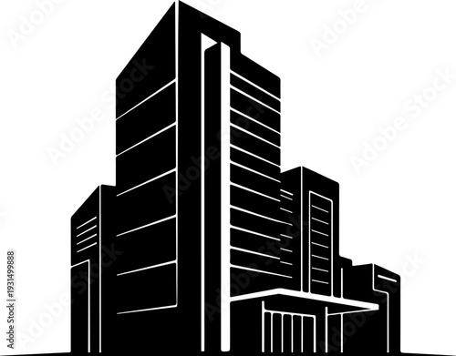 Office Bulding silhouette vector illustration