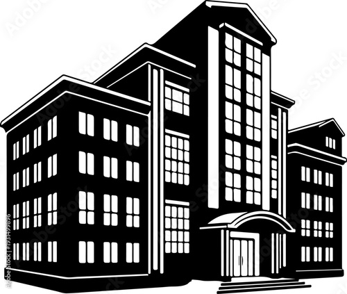 Office Bulding silhouette vector illustration