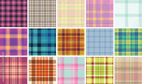Plaid bundle built for product mockups. Birthday tartan backgrounds enhance presentation. Vector clarity supports realism.