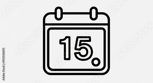 Calendar Icon Showing the Fifteenth Day of the Month.