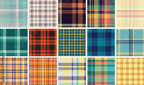 Subtle plaid pack for branding mockups. Low contrast tartan textures add gentle depth. Vector repeat avoids artifacts.