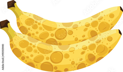 Fresh Ripe Bananas with Realistic Texture and Yellow Peel Isolated on Background Tropical Fruit Vector Illustration for Healthy Food Design