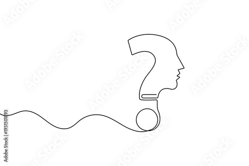 Minimalist question mark one line art symbol continuous one line drawing vector illustration
