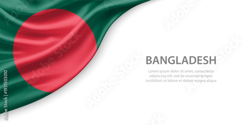 Bangladesh Waving National Flag Template Background With Copy Space