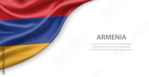 Armenia Waving National Flag Template Background With Copy Space