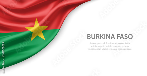 Burkina Faso Waving National Flag Template Background With Copy Space