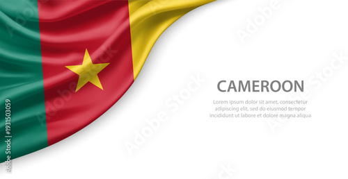 Cameroon Waving National Flag Template Background With Copy Space