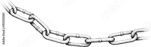 Strong metal chain links in close-up view