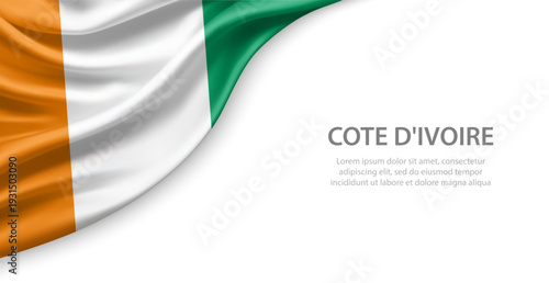 Cote d'Ivoire Waving National Flag Template Background With Copy Space