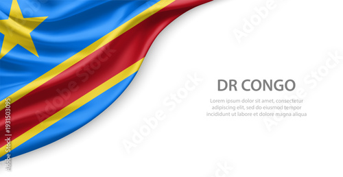 DR Congo Waving National Flag Template Background With Copy Space